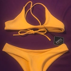 Zaful brand mustard yellow textured bikini